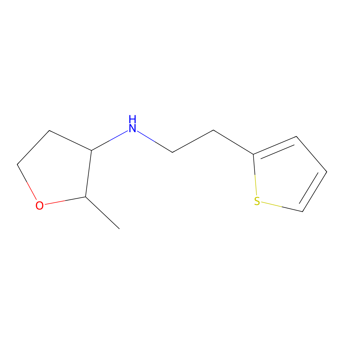 2-Methyl-N-[2-(thiophen-2-yl)ethyl]oxolan-3-amine molecular structure, CAS 1545301-71-0
