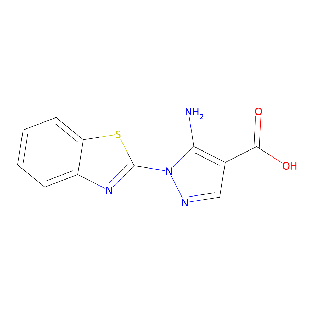 5-amino-1-(1,3-benzothiazol-2-yl)-1H-pyrazole-4-carboxylic acid molecular structure, CAS 1545304-61-7
