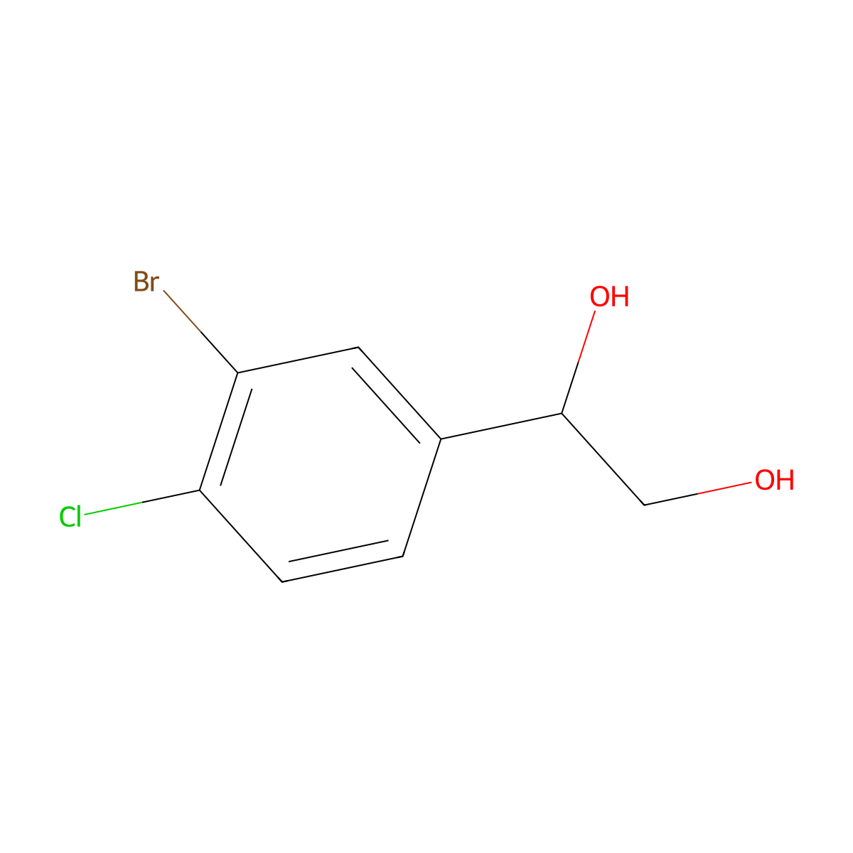 1-(3-Bromo-4-chlorophenyl)ethane-1,2-diol molecular structure, CAS 1545305-33-6