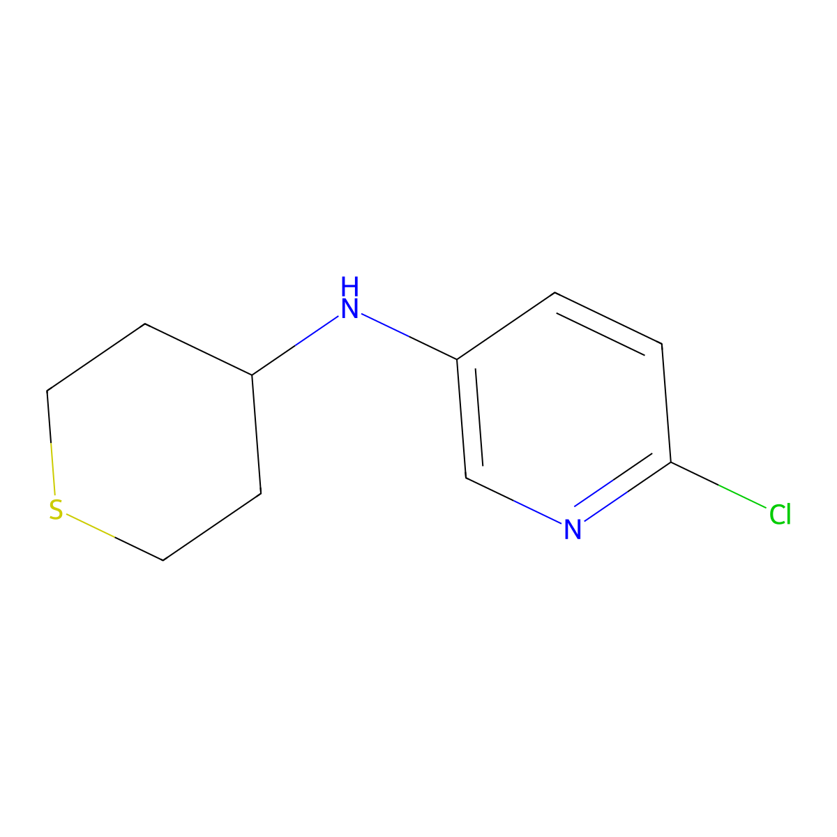 6-chloro-N-(thian-4-yl)pyridin-3-amine molecular structure, CAS 1545320-55-5