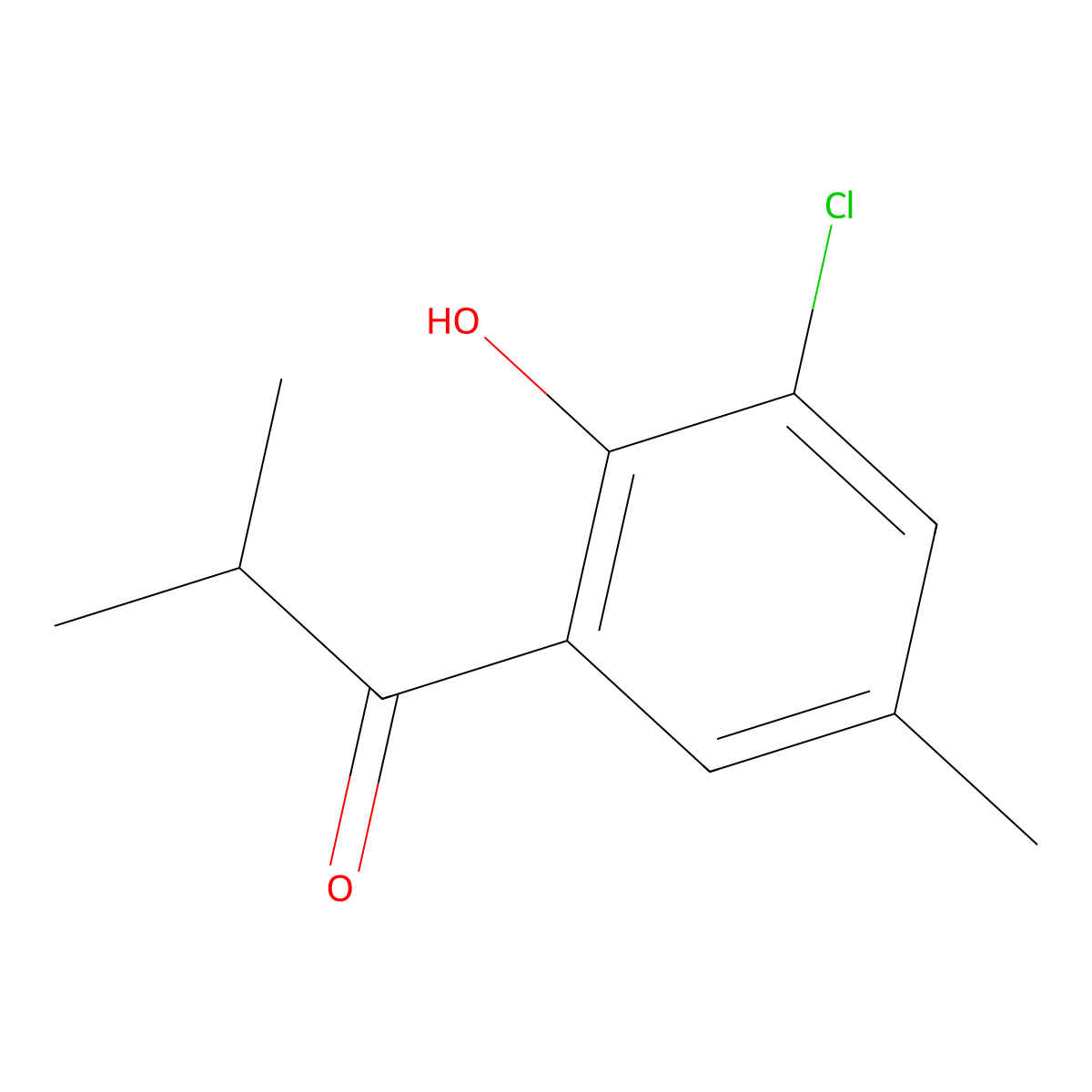 1-(3-Chloro-2-hydroxy-5-methylphenyl)-2-methylpropan-1-one molecular structure, CAS 1545353-93-2