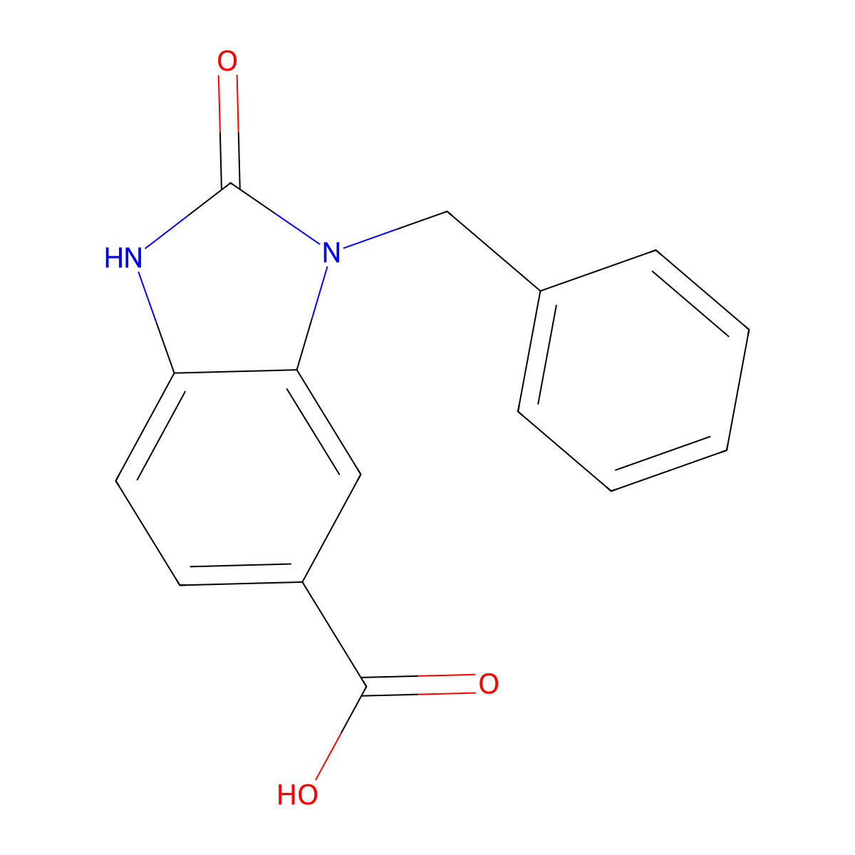 3-benzyl-2-oxo-2,3-dihydro-1H-1,3-benzodiazole-5-carboxylic acid molecular structure, CAS 1545364-61-1