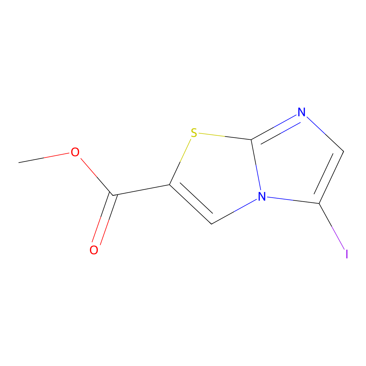 Methyl 5-iodoimidazo[2,1-b][1,3]thiazole-2-carboxylate molecular structure, CAS 1545412-45-0