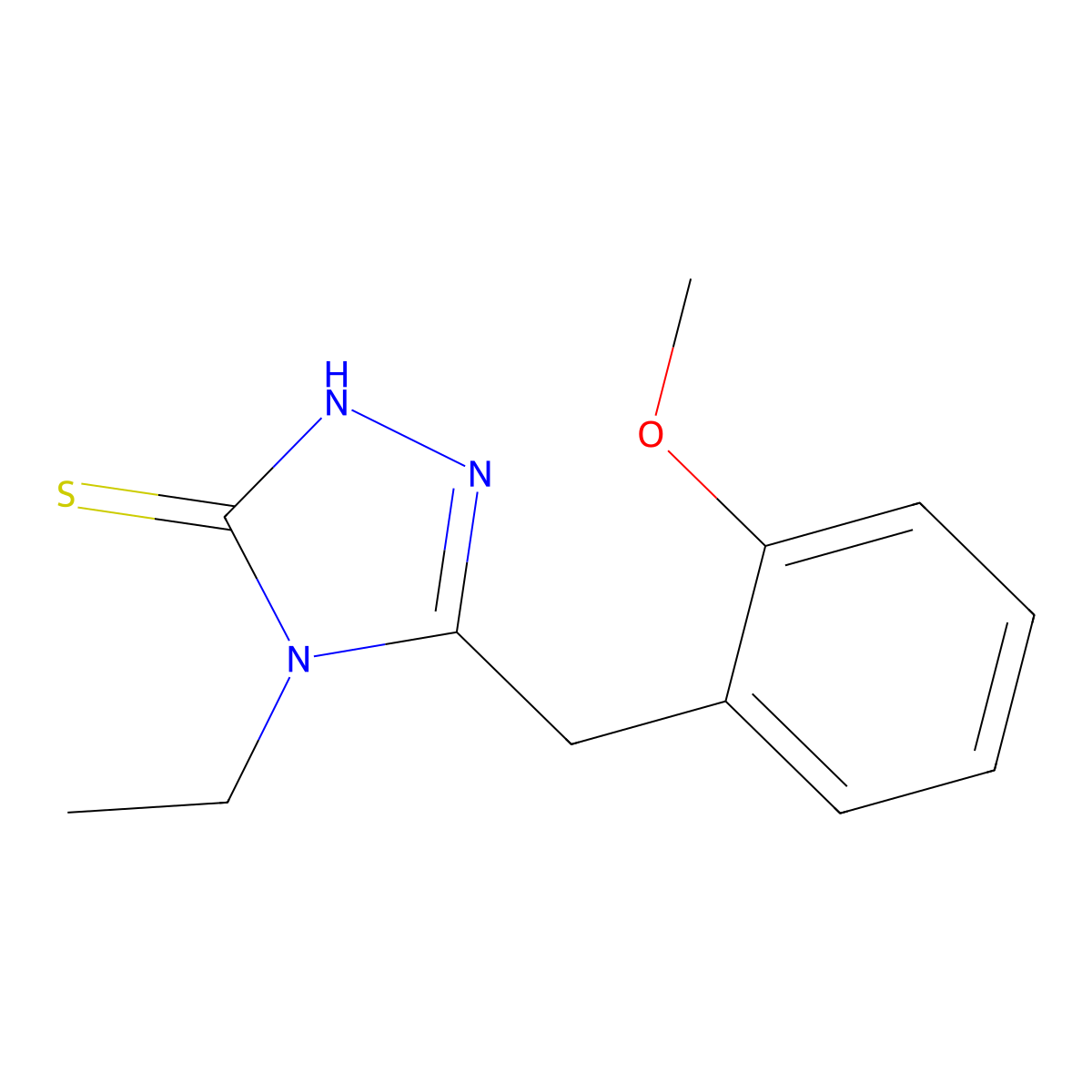 4-ethyl-3-[(2-methoxyphenyl)methyl]-4,5-dihydro-1H-1,2,4-triazole-5-thione molecular structure, CAS 1545420-29-8