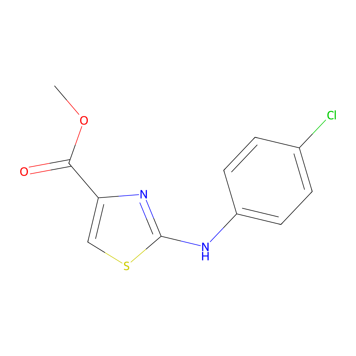 Methyl 2-[(4-chlorophenyl)amino]-1,3-thiazole-4-carboxylate molecular structure, CAS 1545425-87-3