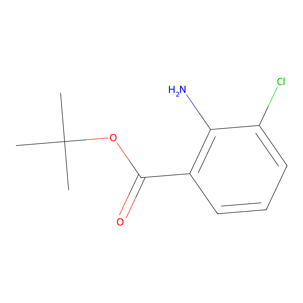 Tert-butyl 2-amino-3-chlorobenzoate molecular structure, CAS 1545439-36-8