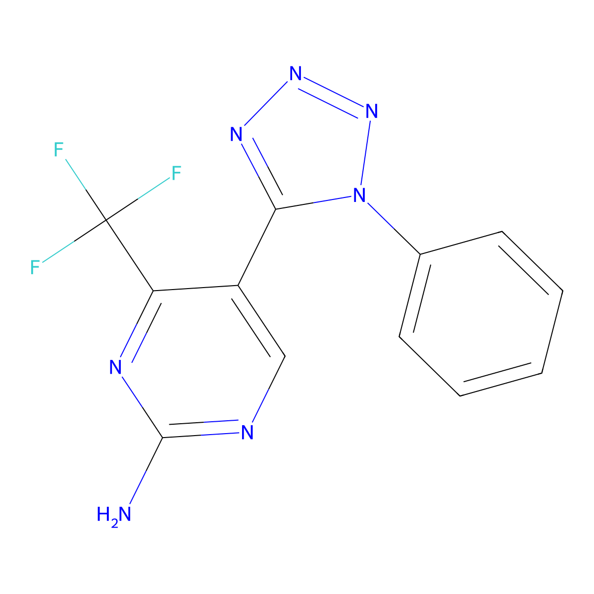 5-(1-phenyl-1H-tetraazol-5-yl)-4-(trifluoromethyl)-2-pyrimidinylamine molecular structure, CAS 154546-66-4