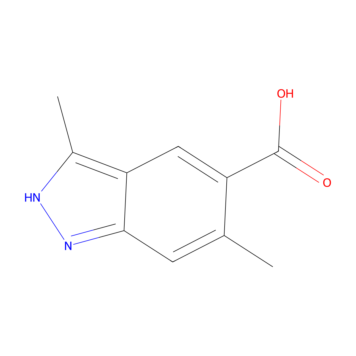 3,6-dimethyl-1H-indazole-5-carboxylic acid molecular structure, CAS 1545471-72-4