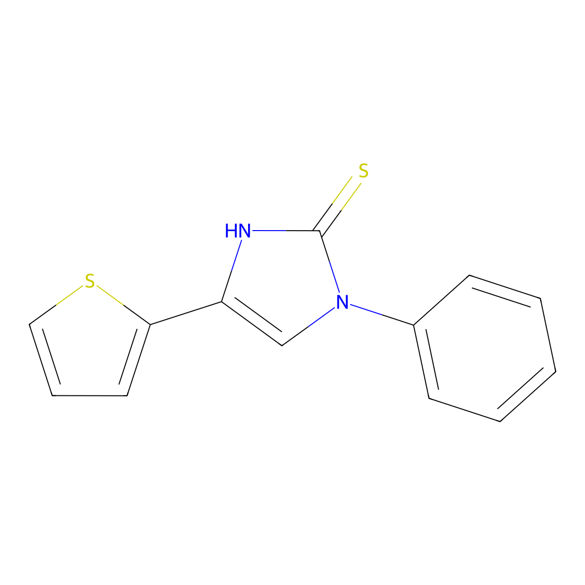 1-phenyl-4-thien-2-yl-1H-imidazole-2-thiol molecular structure, CAS 154548-79-5