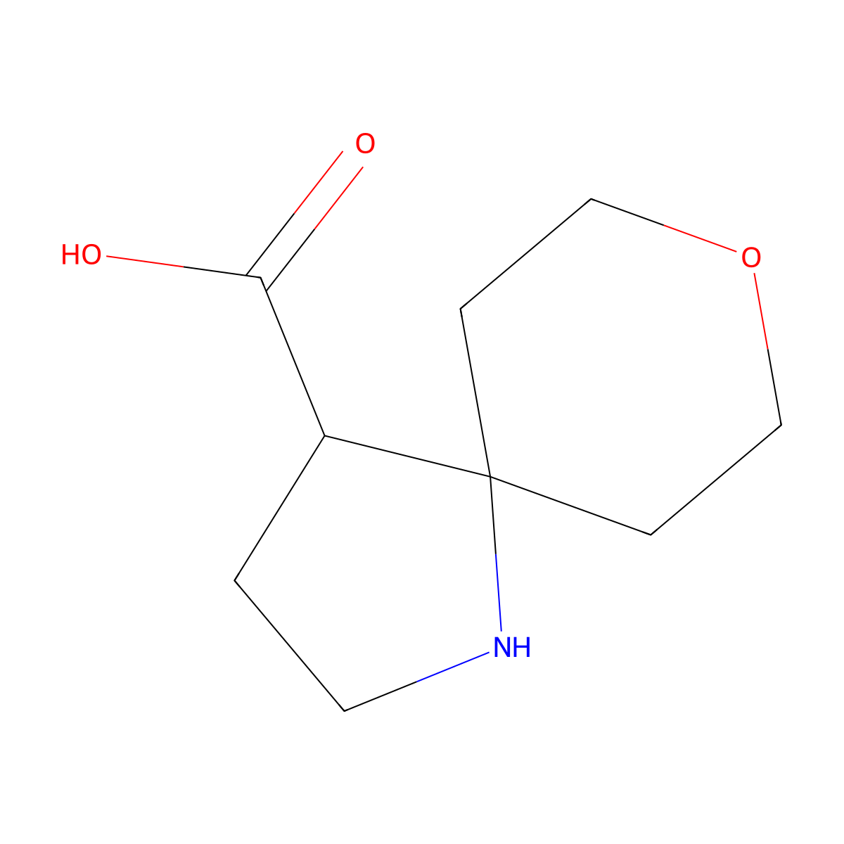 8-Oxa-1-azaspiro[4.5]decane-4-carboxylic acid molecular structure, CAS 1545506-60-2