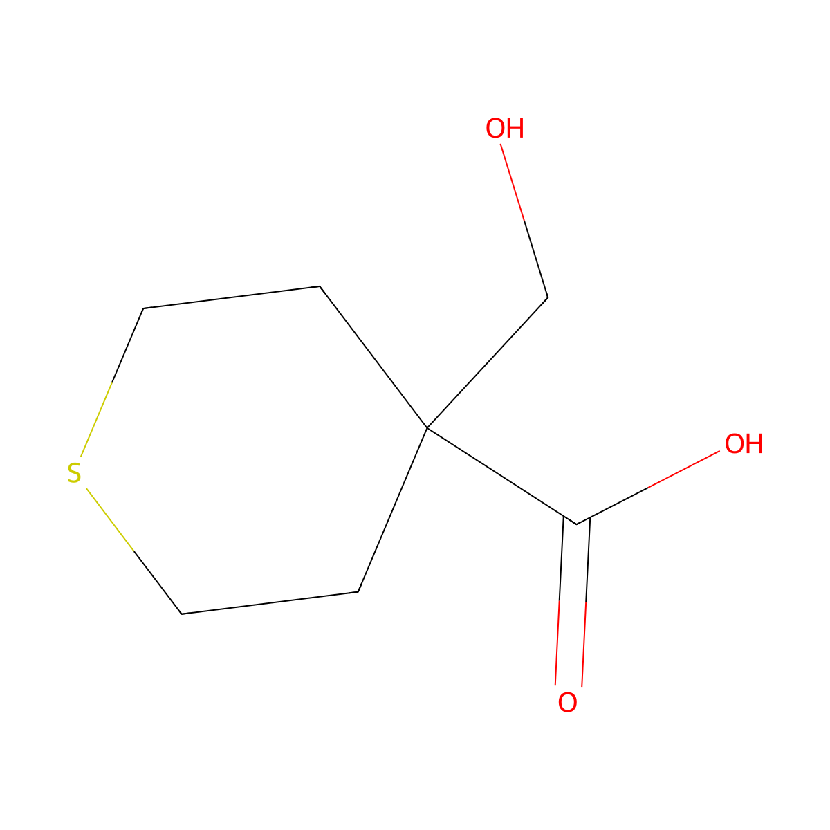 4-(Hydroxymethyl)tetrahydro-2H-thiopyran-4-carboxylic acid molecular structure, CAS 1545506-91-9