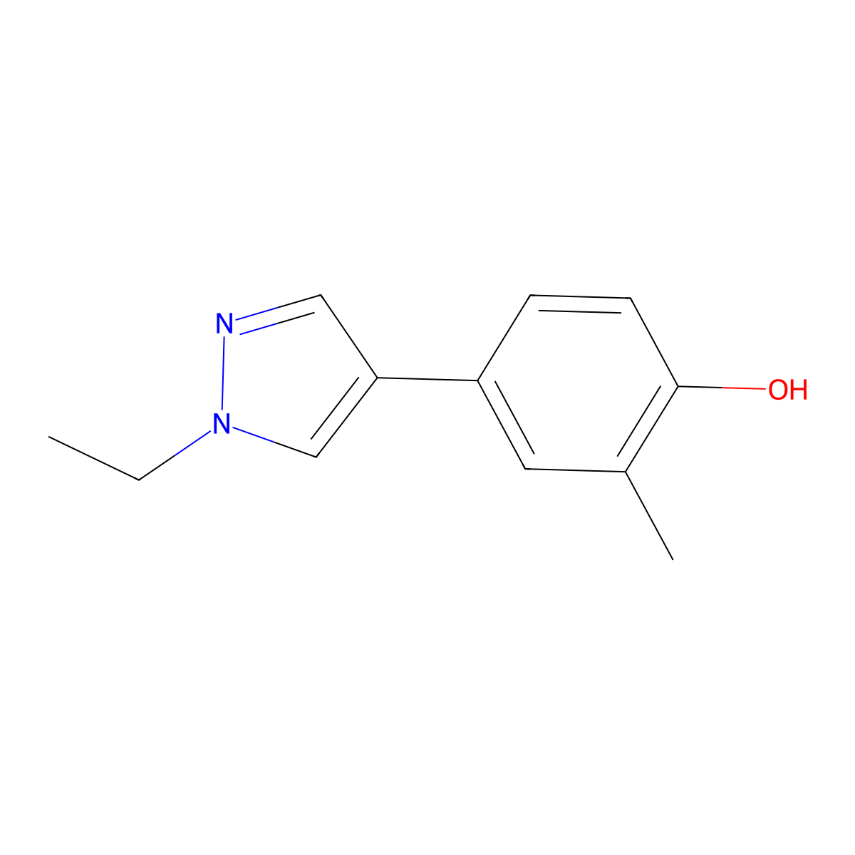 4-(1-Ethyl-1H-pyrazol-4-yl)-2-methylphenol molecular structure, CAS 1545519-97-8