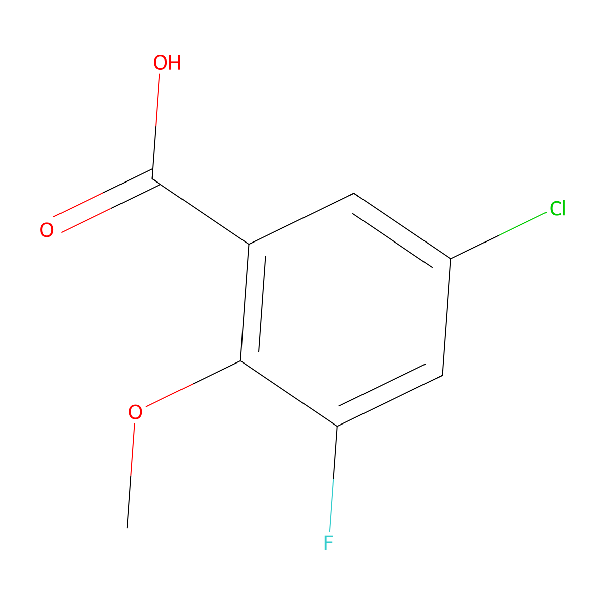 5-Chloro-3-fluoro-2-methoxybenzoic acid molecular structure, CAS 1545525-75-4