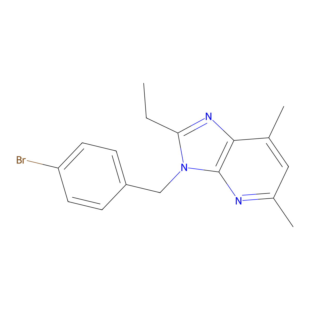 3-(4-bromobenzyl)-2-ethyl-5,7-dimethyl-3H-imidazo[4,5-b]pyridine molecular structure, CAS 154553-72-7