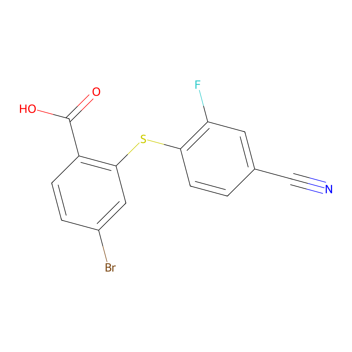 4-Bromo-2-[(4-cyano-2-fluorophenyl)sulfanyl]benzoic acid molecular structure, CAS 1545531-96-1
