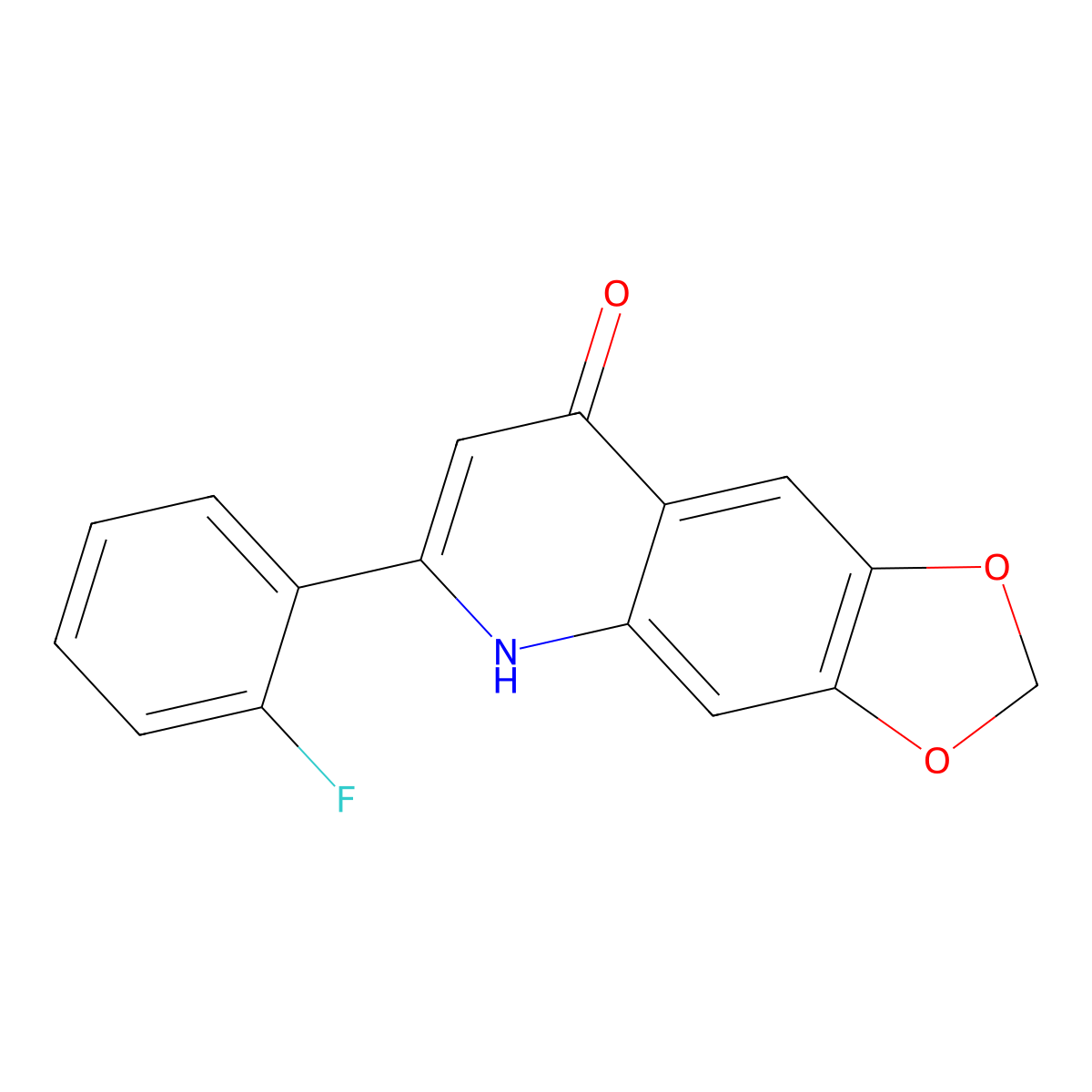 6-(2-Fluorophenyl)-1,3-dioxolo(4,5-g)quinolin-8(5H)-one molecular structure, CAS 154554-41-3