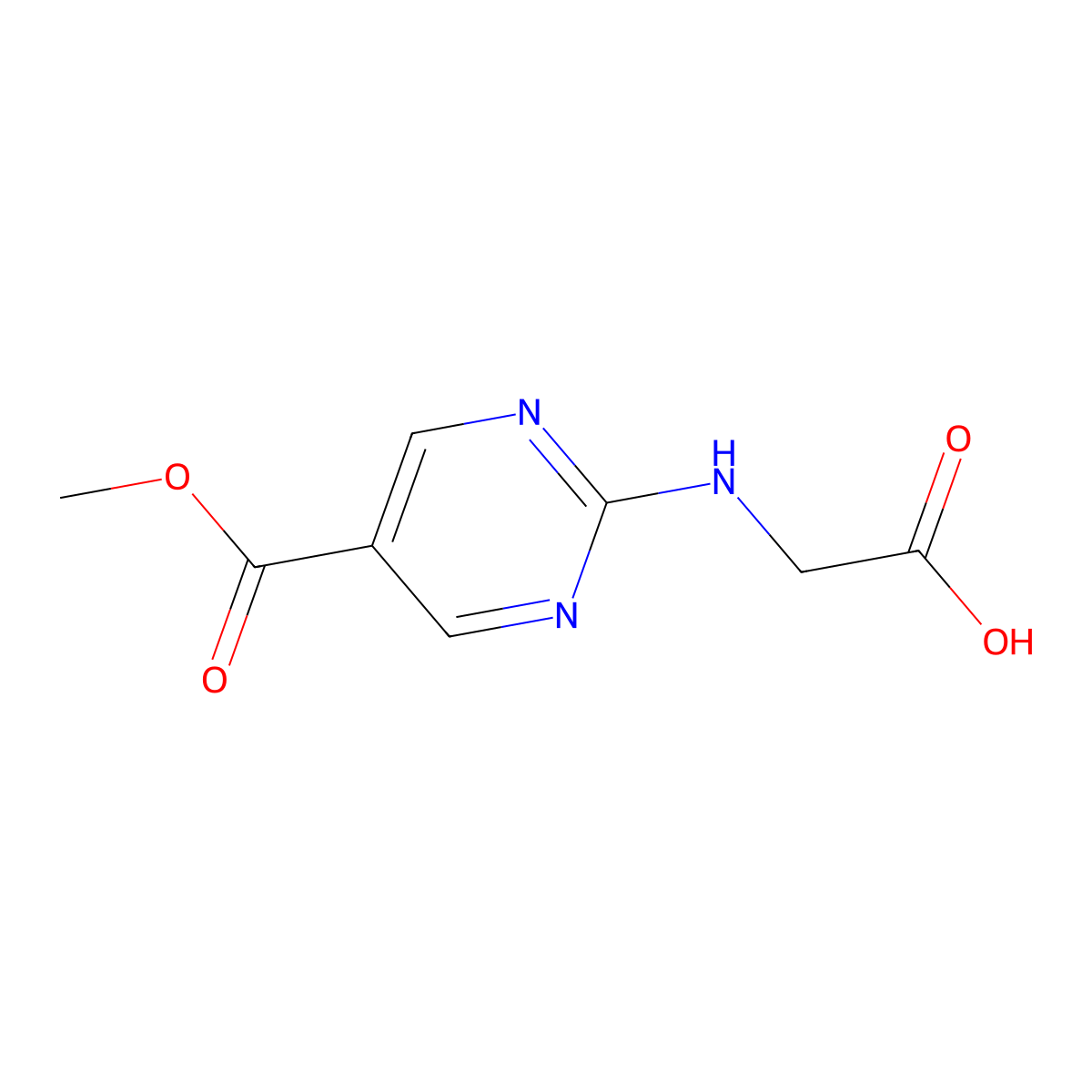 2-{[5-(Methoxycarbonyl)pyrimidin-2-yl]amino}acetic acid molecular structure, CAS 1545564-99-5