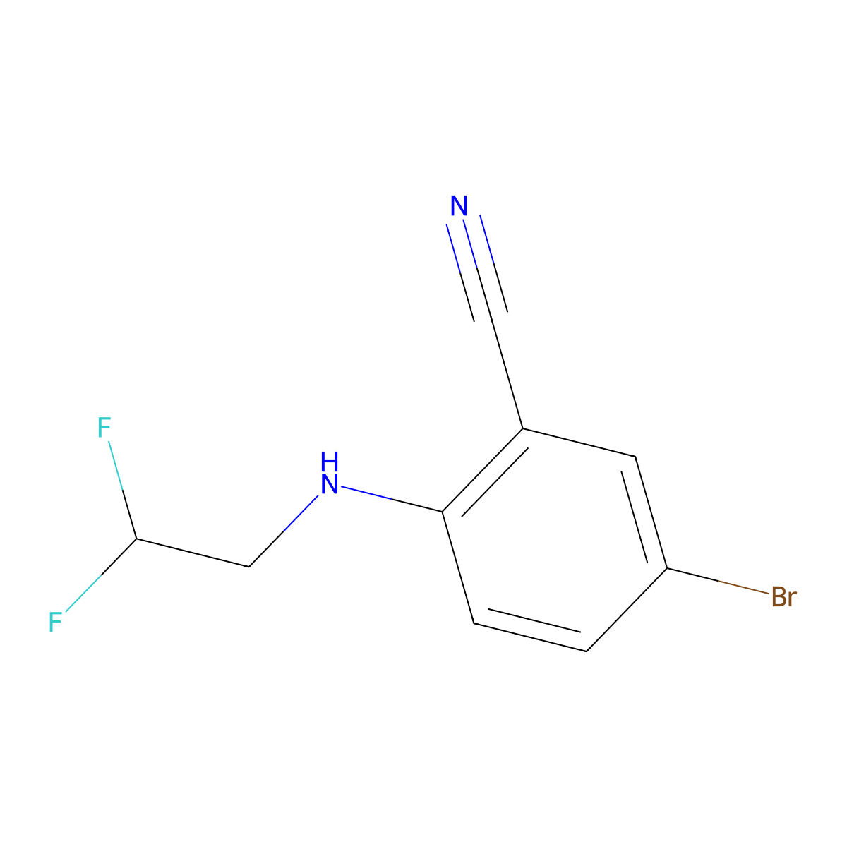 5-Bromo-2-[(2,2-difluoroethyl)amino]benzonitrile molecular structure, CAS 1545570-06-6