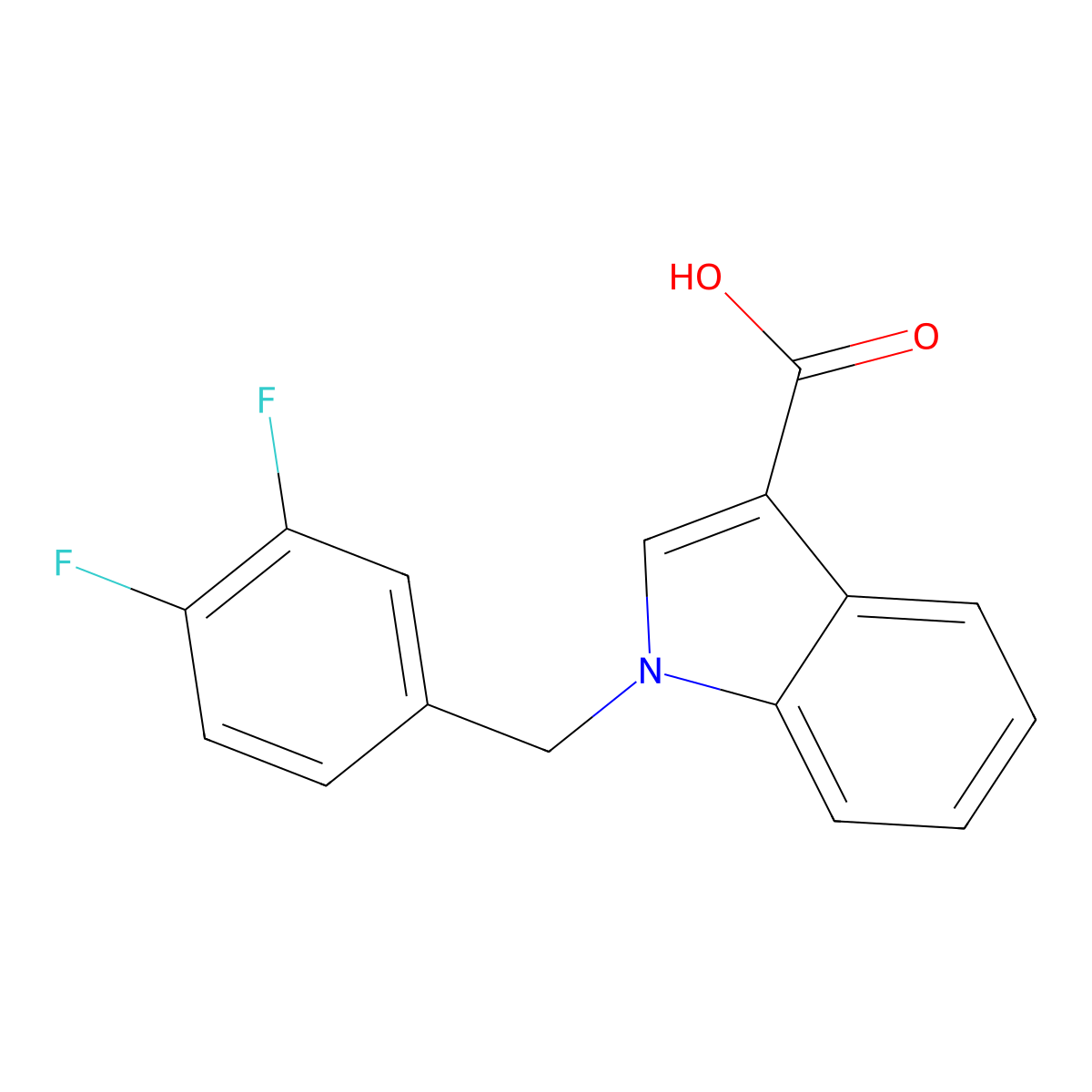 1-(3,4-difluorobenzyl)-1H-indole-3-carboxylic acid molecular structure, CAS 1545574-19-3
