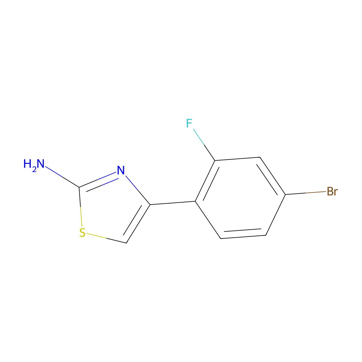 4-(4-Bromo-2-fluorophenyl)thiazol-2-amine molecular structure, CAS 1545575-90-3
