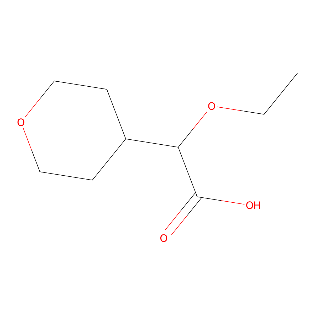 2-Ethoxy-2-(oxan-4-yl)acetic acid molecular structure, CAS 1545579-64-3