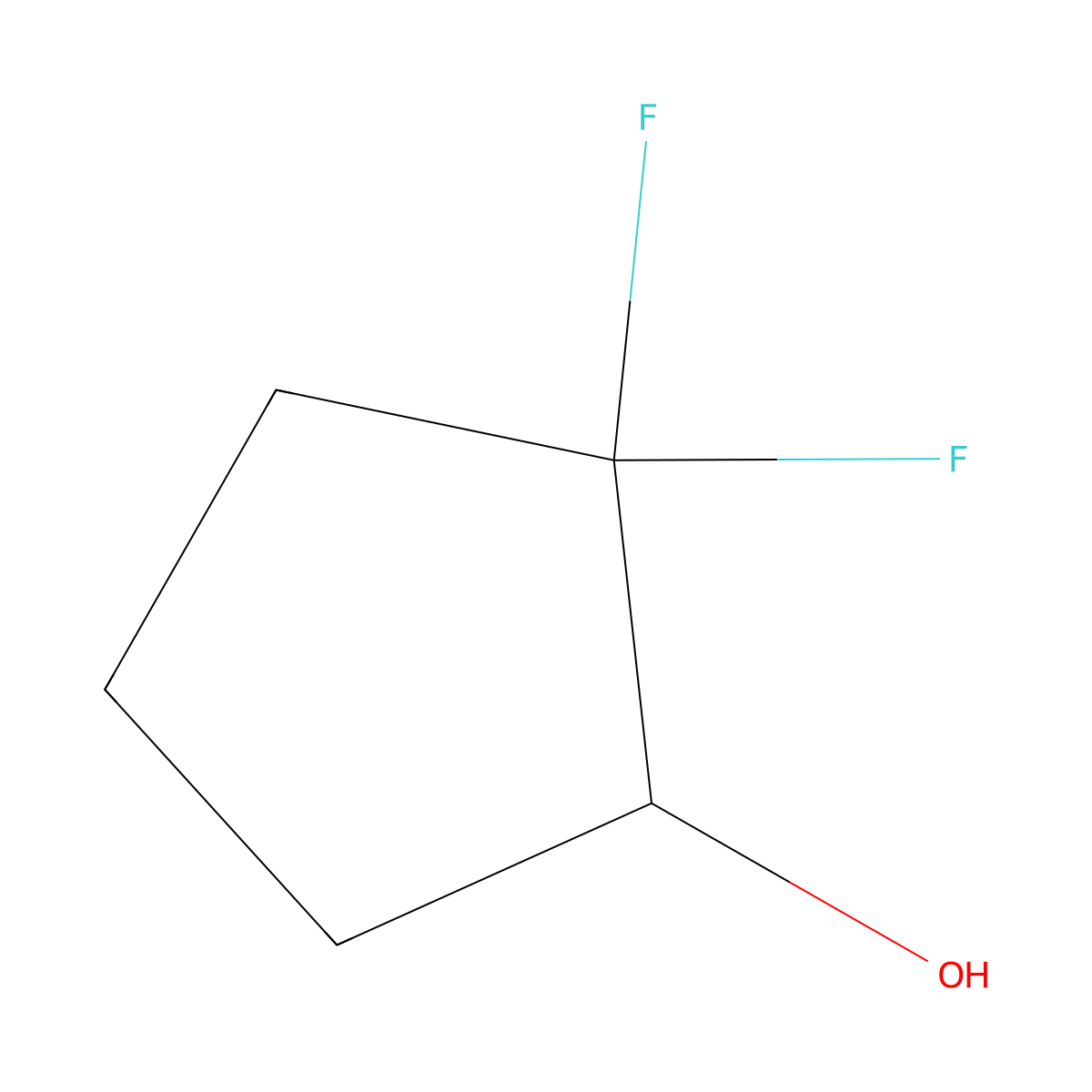 2,2-Difluorocyclopentan-1-ol molecular structure, CAS 1545583-60-5