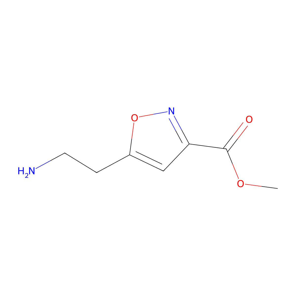 Methyl 5-(2-aminoethyl)-1,2-oxazole-3-carboxylate molecular structure, CAS 1545584-93-7