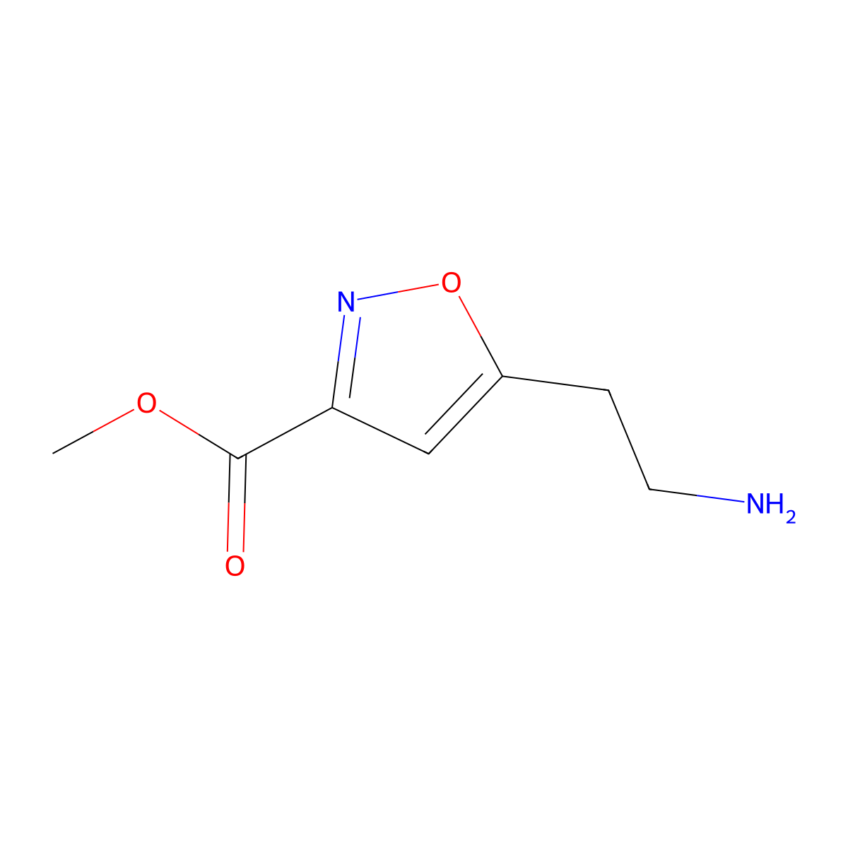 Methyl 5-(2-aminoethyl)-1,2-oxazole-3-carboxylate molecular structure, CAS 1545584-93-7
