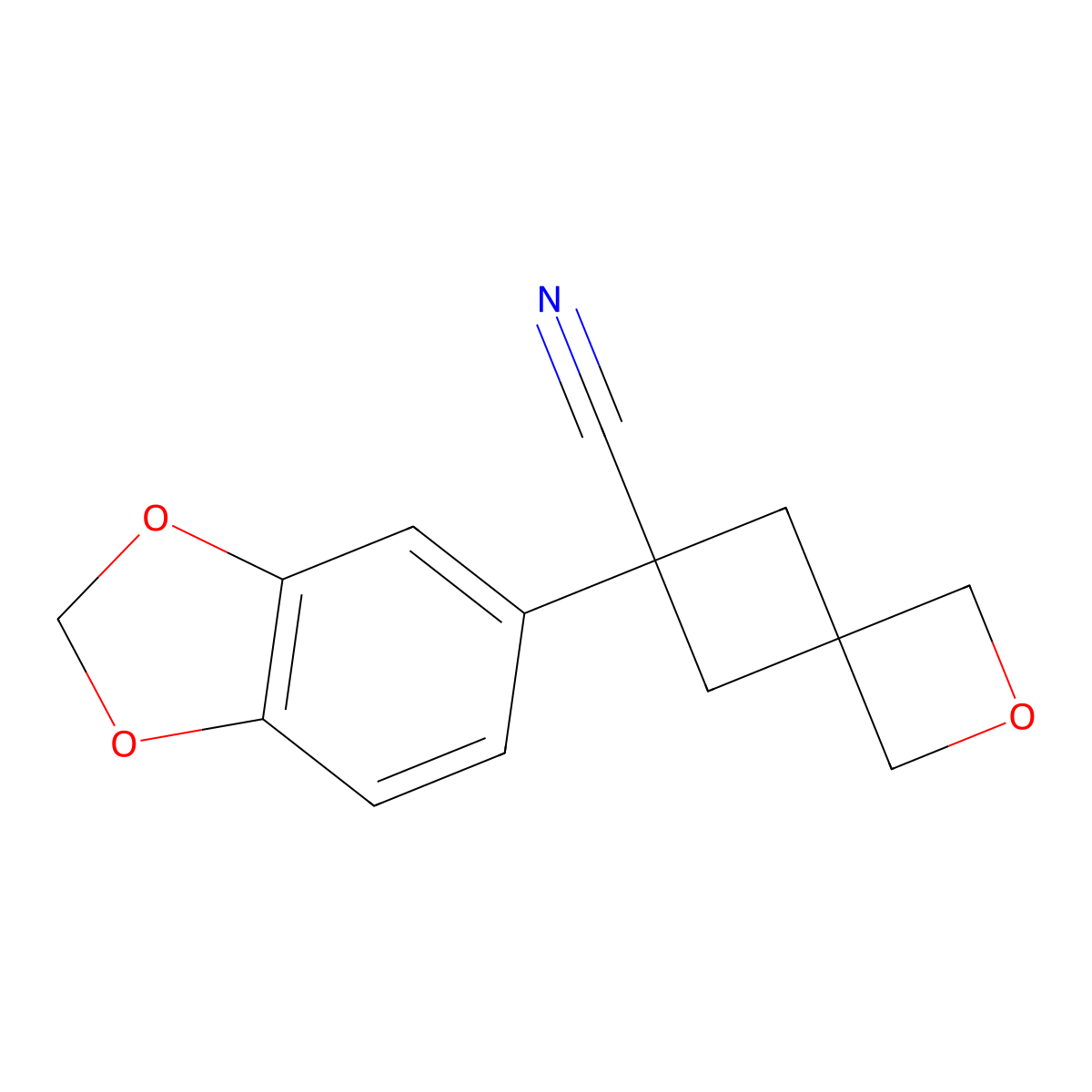 6-(1,3-Dioxaindan-5-yl)-2-oxaspiro[3.3]heptane-6-carbonitrile molecular structure, CAS 1545590-35-9