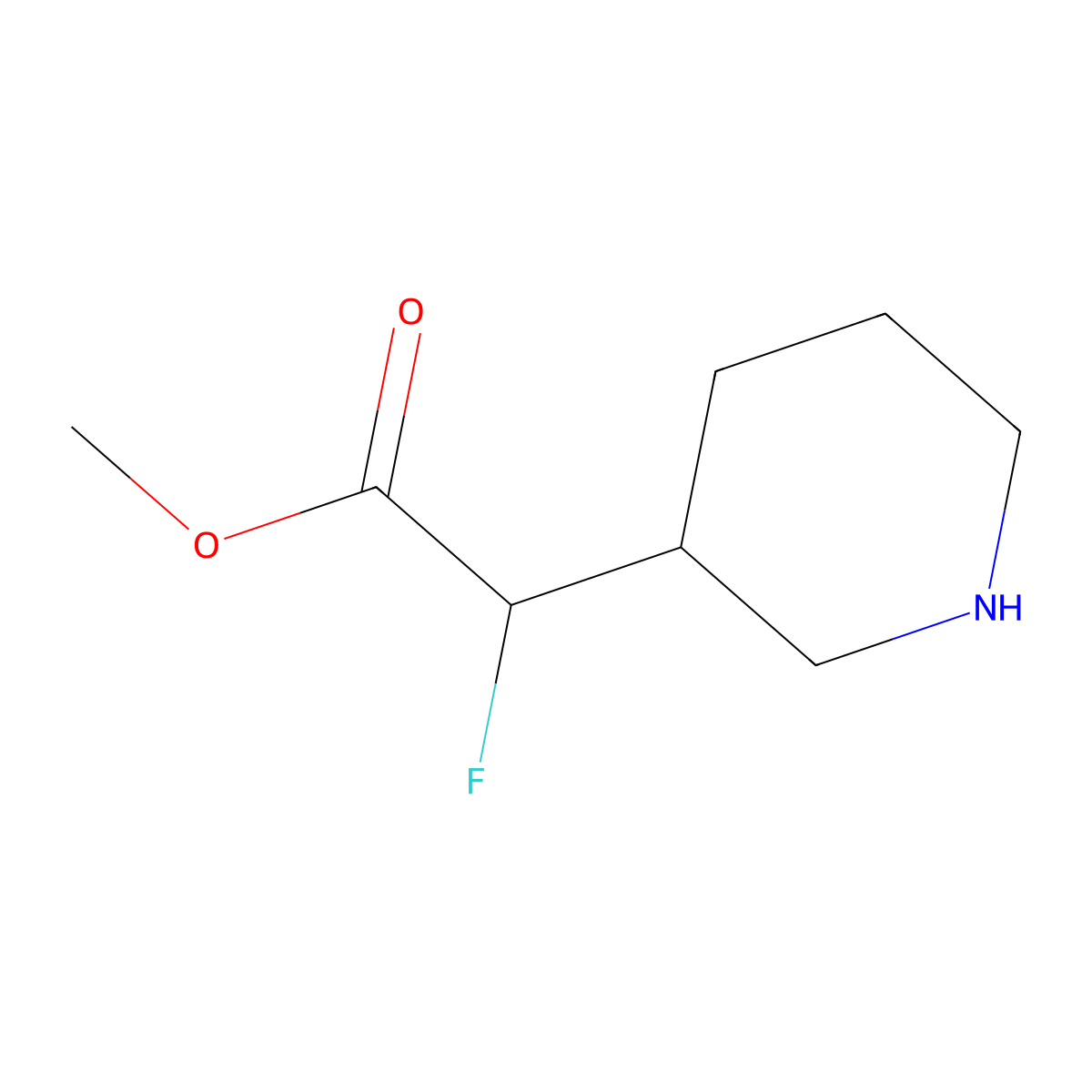 Methyl 2-fluoro-2-(piperidin-3-yl)acetate molecular structure, CAS 1545621-32-6