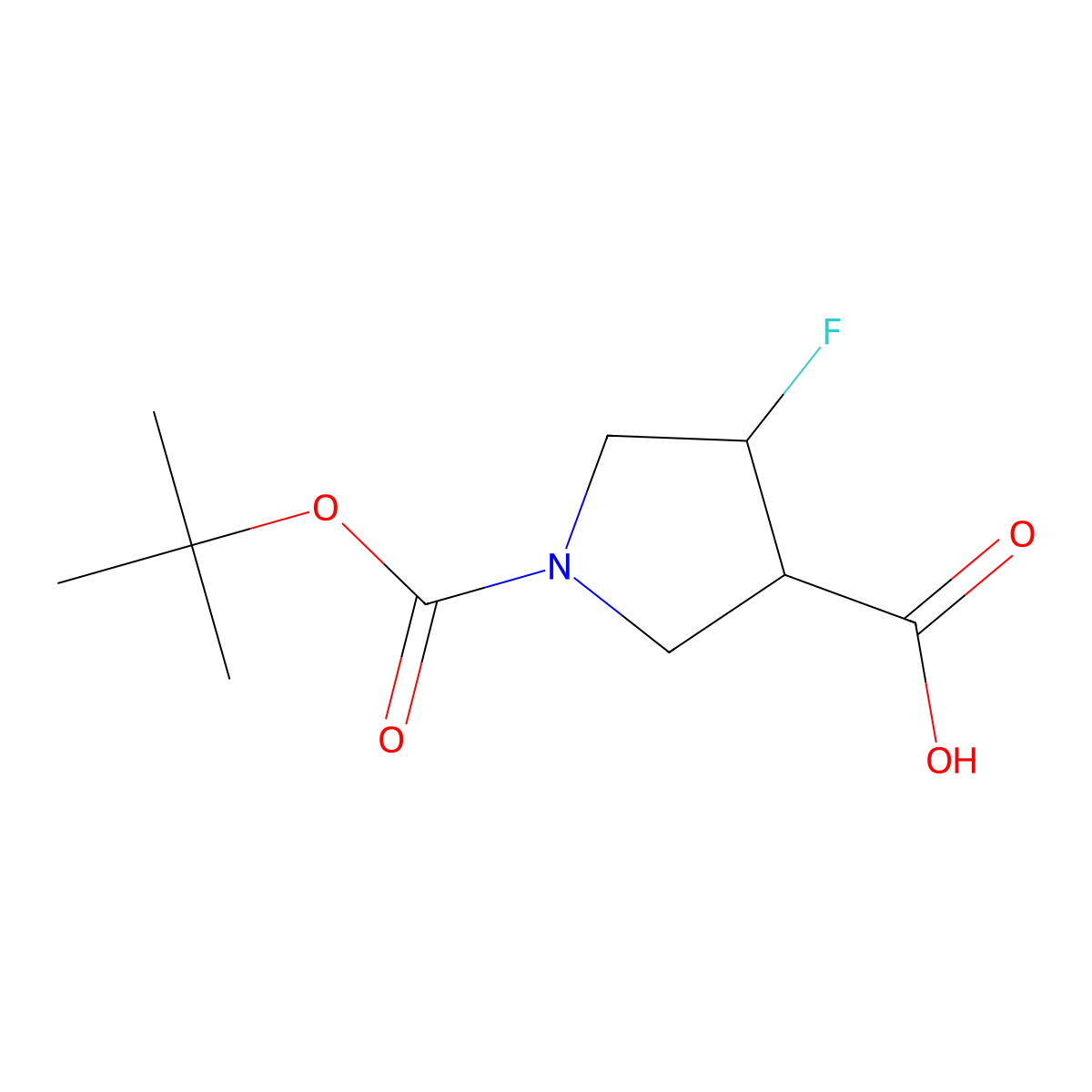 1-(Tert-butoxycarbonyl)-4-fluoropyrrolidine-3-carboxylic acid molecular structure, CAS 1545621-38-2