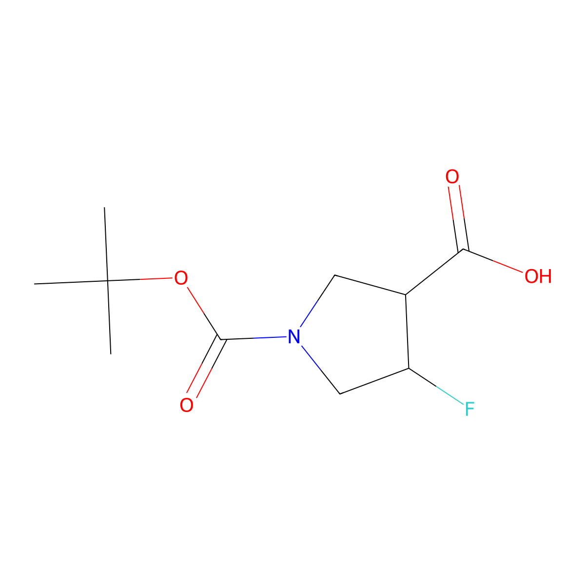 1-(Tert-butoxycarbonyl)-4-fluoropyrrolidine-3-carboxylic acid molecular structure, CAS 1545621-38-2