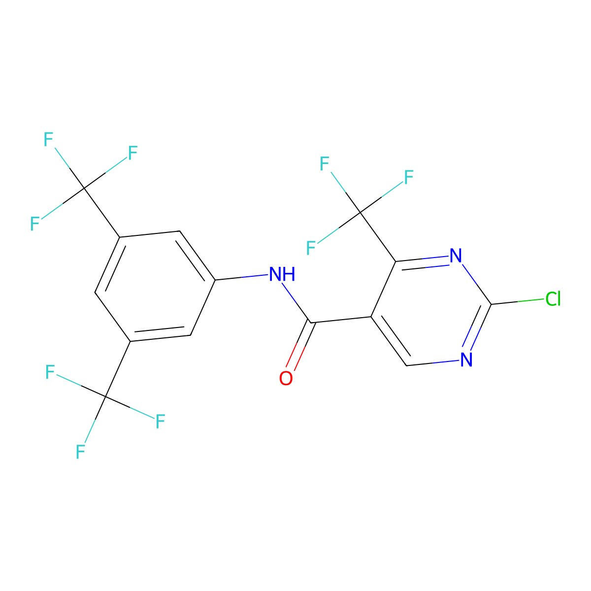 N-(3,5-bis(trifluoromethyl)phenyl)-2-chloro-4-(trifluoromethyl)pyrimidine-5-carboxamide molecular structure, CAS 154563-54-9