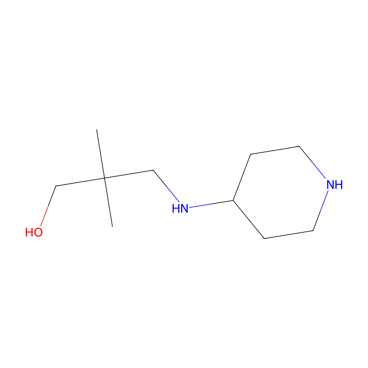 2,2-Dimethyl-3-[(piperidin-4-yl)amino]propan-1-ol molecular structure, CAS 1545639-02-8