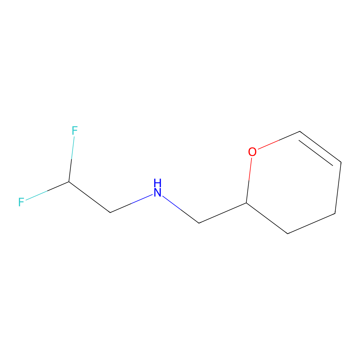 (2,2-difluoroethyl)(3,4-dihydro-2H-pyran-2-ylmethyl)amine molecular structure, CAS 1545665-02-8