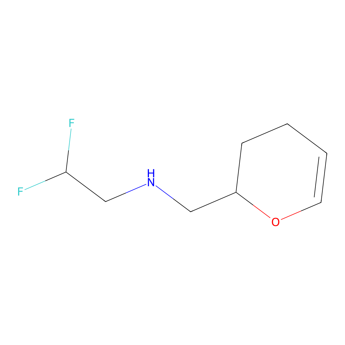 (2,2-difluoroethyl)(3,4-dihydro-2H-pyran-2-ylmethyl)amine molecular structure, CAS 1545665-02-8