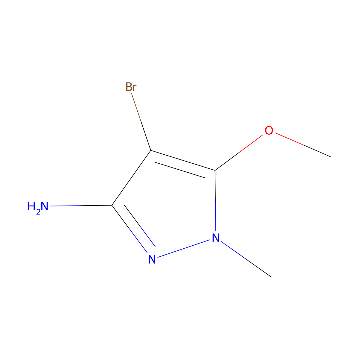 4-Bromo-5-methoxy-1-methylpyrazol-3-amine molecular structure, CAS 1545675-29-3