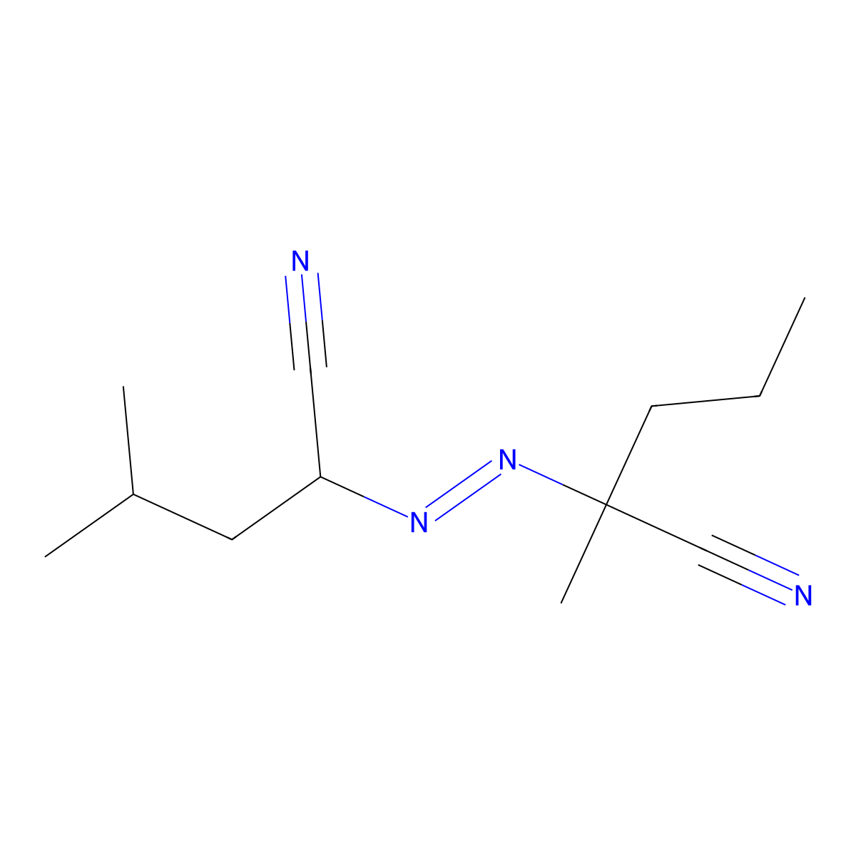 Pentanenitrile, 2-[(1-cyano-3-methylbutyl)azo]-2-methyl- molecular structure, CAS 15457-18-8