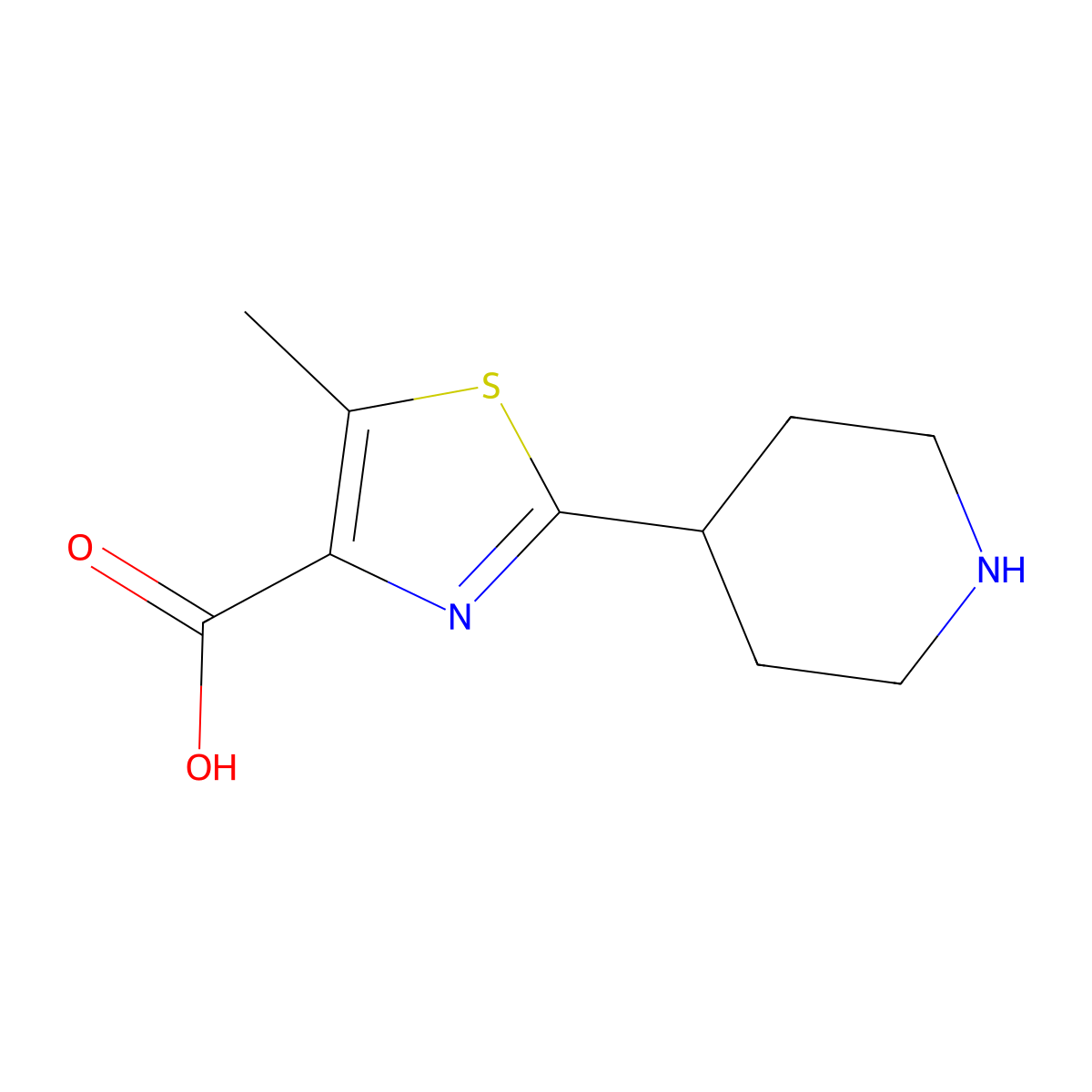 5-Methyl-2-(piperidin-4-yl)-1,3-thiazole-4-carboxylic acid molecular structure, CAS 1545702-43-9