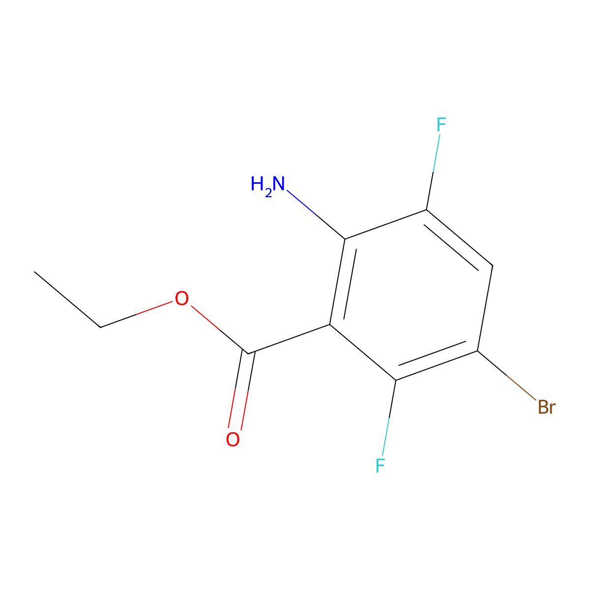 Ethyl 2-amino-5-bromo-3,6-difluorobenzoate molecular structure, CAS 1545707-03-6