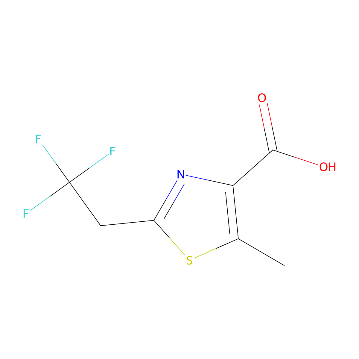 5-Methyl-2-(2,2,2-trifluoroethyl)-1,3-thiazole-4-carboxylic acid molecular structure, CAS 1545708-74-4