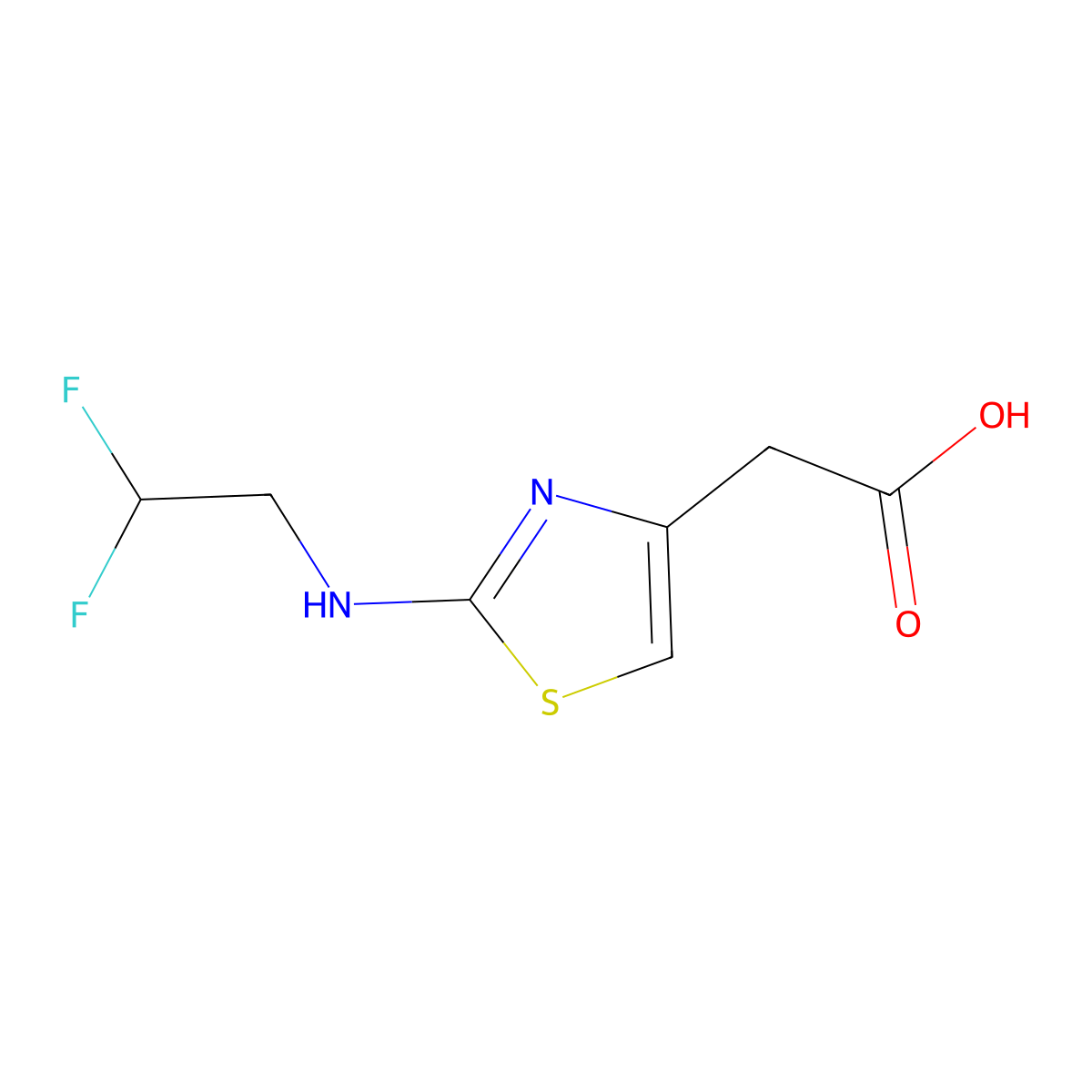 2-{2-[(2,2-Difluoroethyl)amino]-1,3-thiazol-4-yl}acetic acid molecular structure, CAS 1545715-49-8