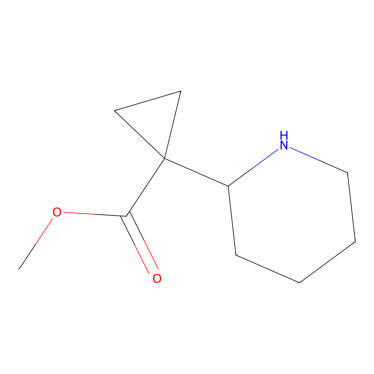 Methyl 1-(piperidin-2-yl)cyclopropane-1-carboxylate molecular structure, CAS 1545725-03-8