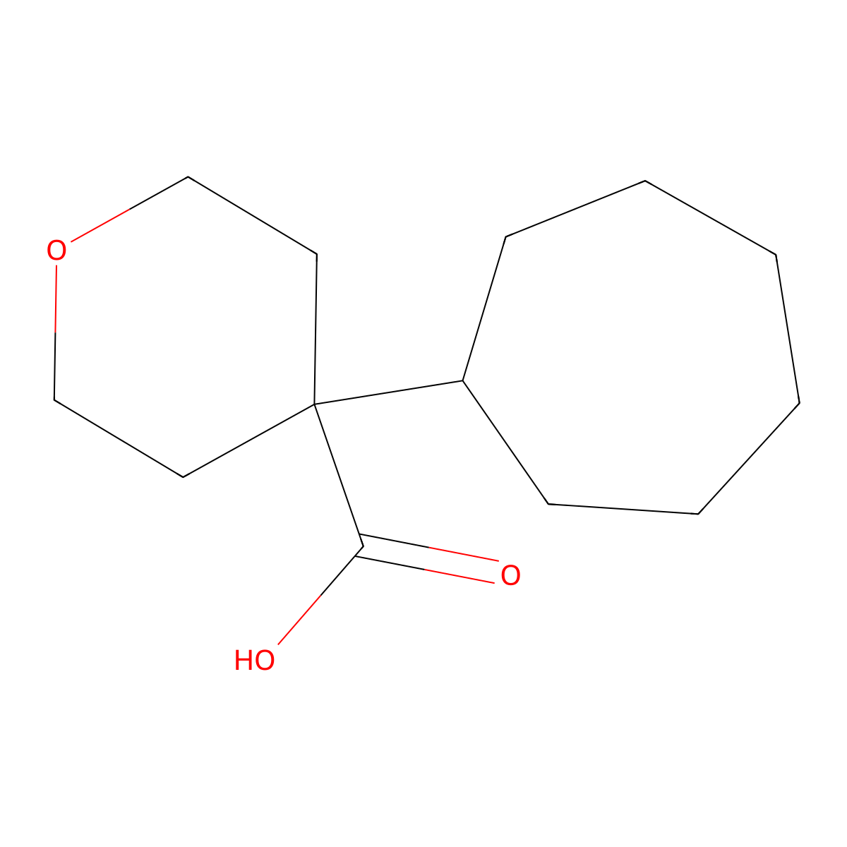 4-Cycloheptyloxane-4-carboxylicacid molecular structure, CAS 1545734-33-5