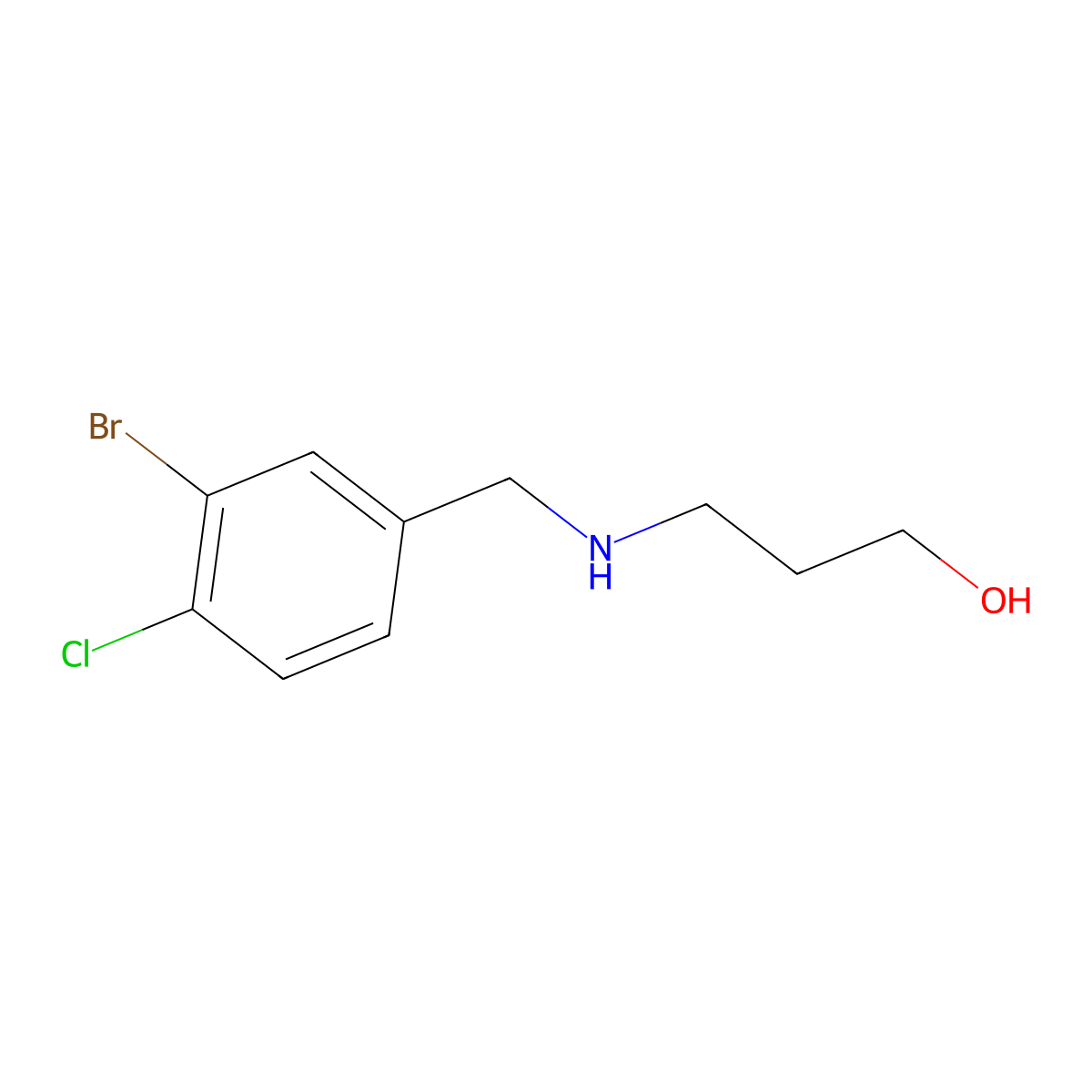 3-{[(3-Bromo-4-chlorophenyl)methyl]amino}propan-1-ol molecular structure, CAS 1545739-89-6