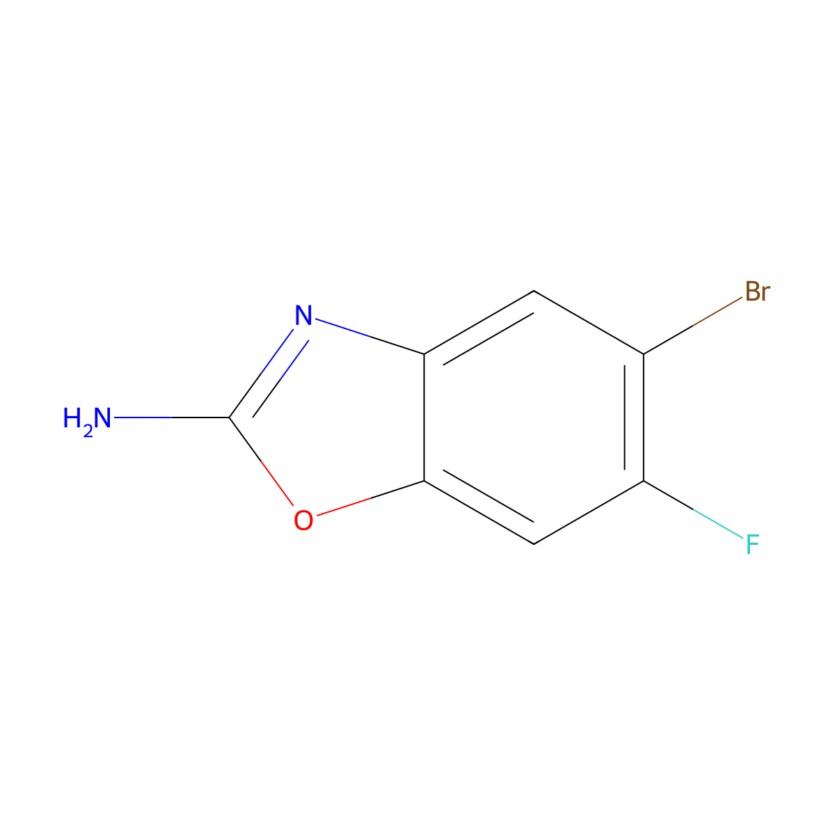 5-Bromo-6-fluoro-1,3-benzoxazol-2-amine molecular structure, CAS 1545756-38-4