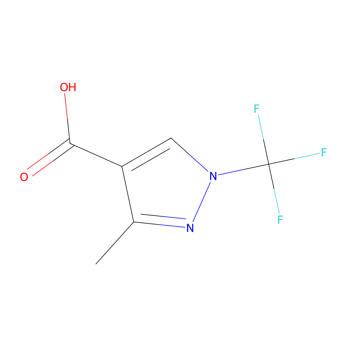 3-methyl-1-(trifluoromethyl)-1H-pyrazole-4-carboxylic acid molecular structure, CAS 1545763-55-0