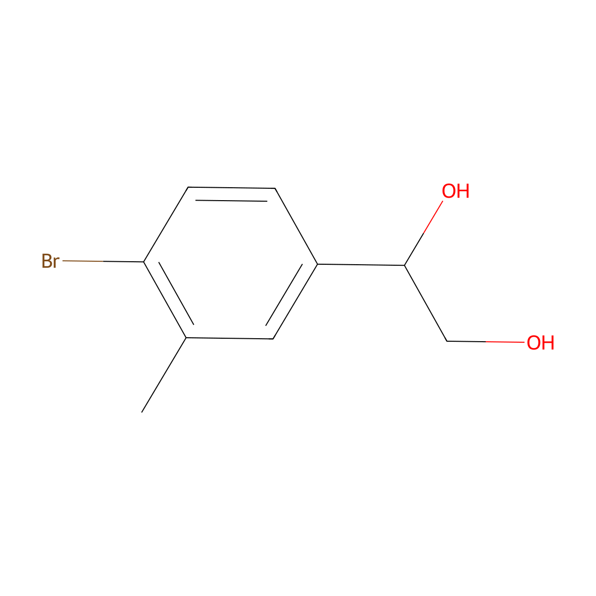 1-(4-Bromo-3-methylphenyl)ethane-1,2-diol molecular structure, CAS 1545801-16-8