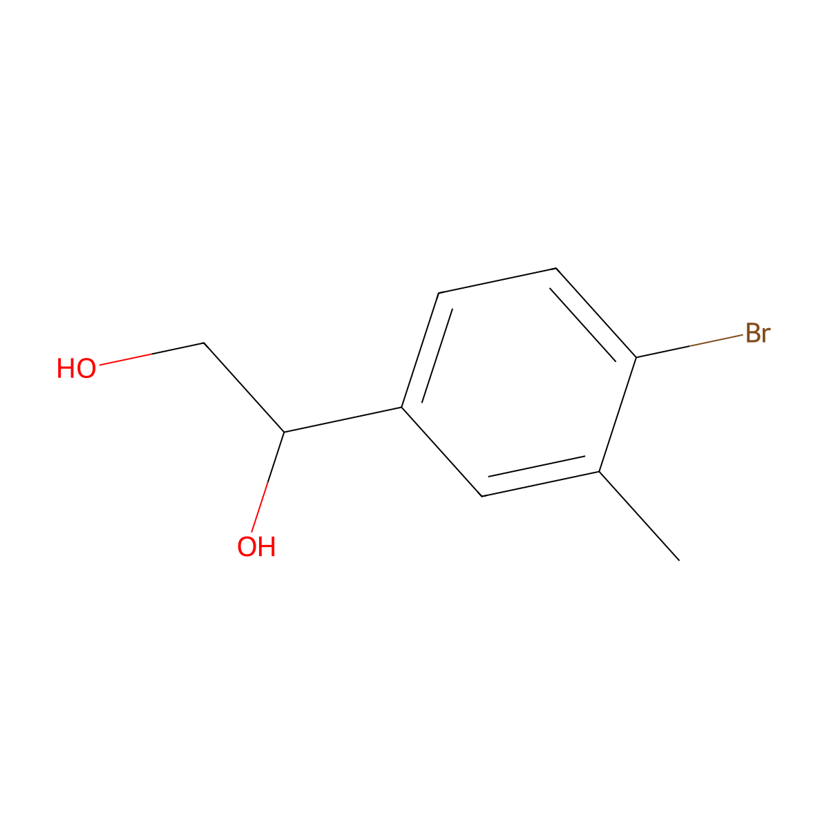 1-(4-Bromo-3-methylphenyl)ethane-1,2-diol molecular structure, CAS 1545801-16-8