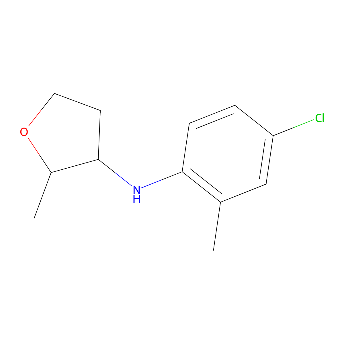 N-(4-chloro-2-methylphenyl)-2-methyloxolan-3-amine molecular structure, CAS 1545810-10-3